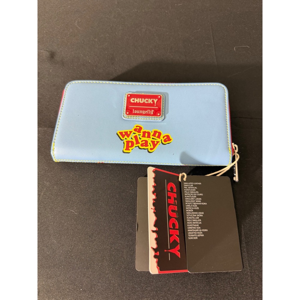Loungefly Chucky Wallet OS Blue NWT Child's Play Wanna Play Zip Around Horror